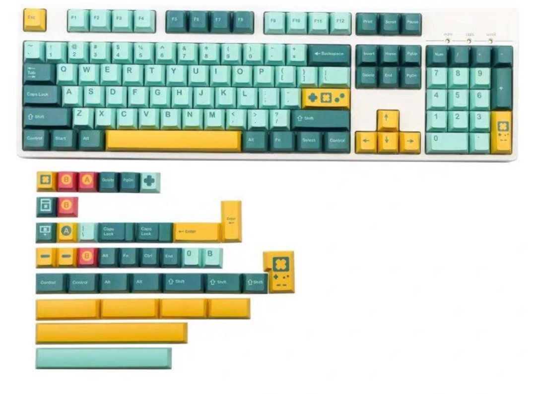 PBT Keycaps - Assorted (USED) (Category: Computer Keyboard) located in Singapore. Submitted by makingbrownies (Listing ID 1273216632, Image 1). Description: Clearing things, will be shipped in bags: - PBT Retrocast - PBT Analog Dream - PBT Dandy (White) - PBT Dandy (Green) - SOLD - PBT Delftware - PBT ‘Milk’ (Noel colorway) ($7) - PBT Bento ($7) - PBT Honor *Pictures are to illustrate which keyset, might not be 100% similar kitting.