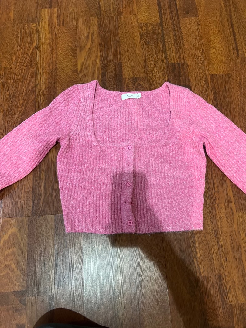 Pink Cardigan glassons, Fesyen Wanita, Pakaian Wanita, Atasan di Carousell