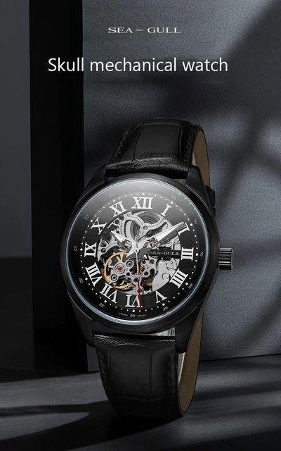 Mechanical watch black cheap