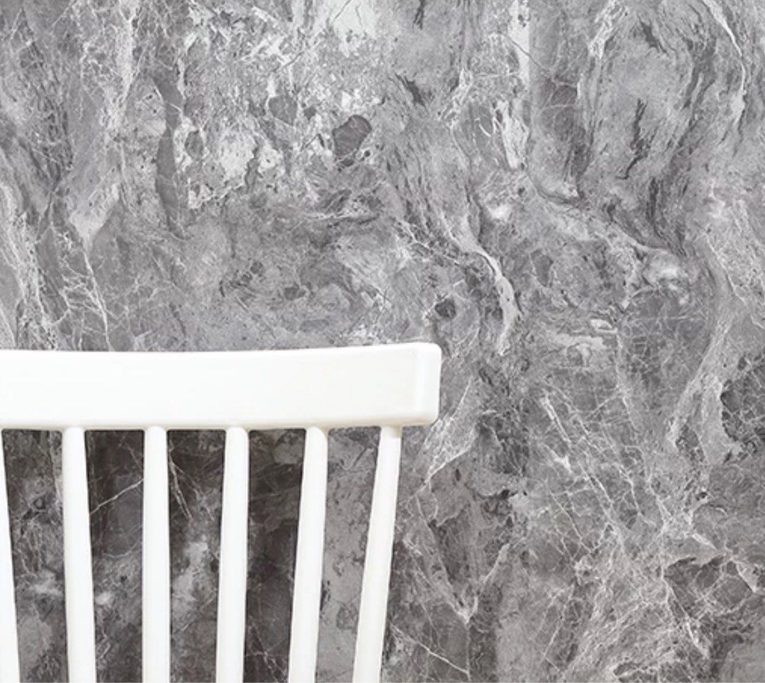 Ready Stock 60cm x 5 Metres Matte Grey Marble PVC Stickers Wallpaper