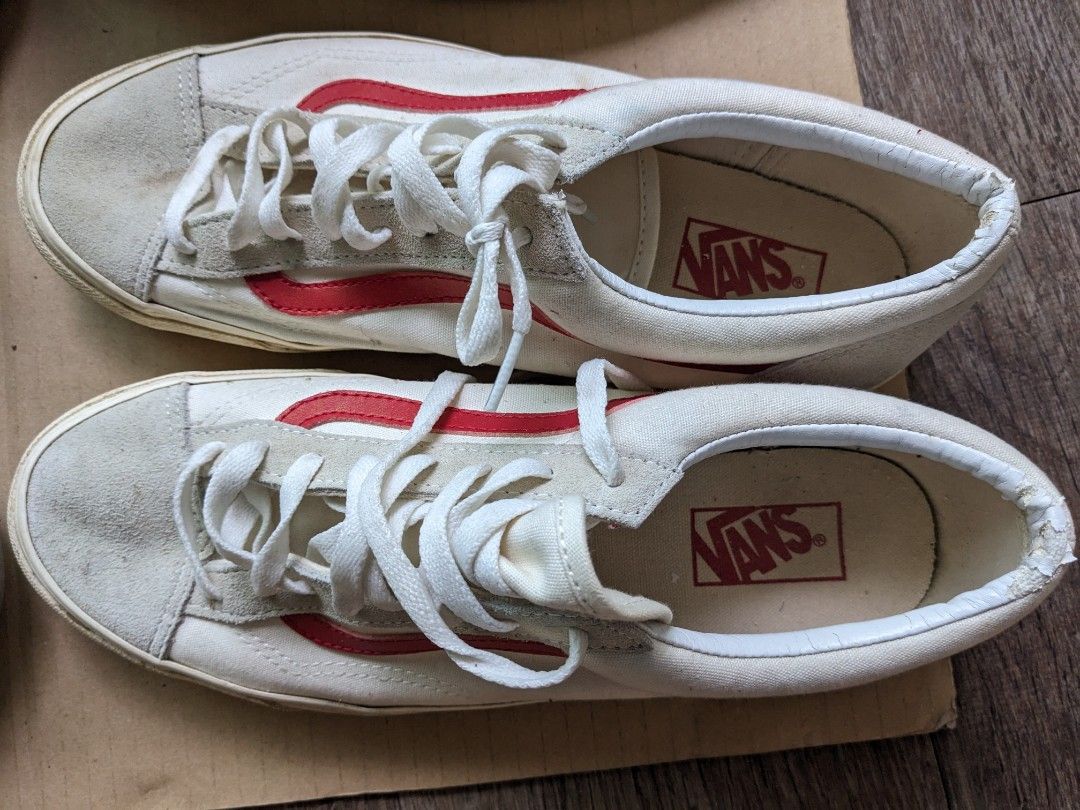 Red and white new arrivals low top vans