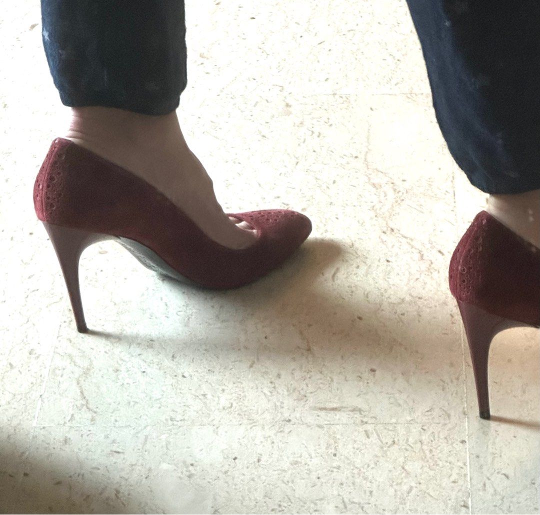 Maroon colored heels on sale