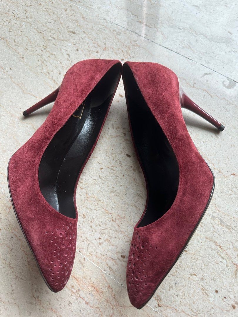 ROGER VIVIER Suede Maroon Color Heels Size 39