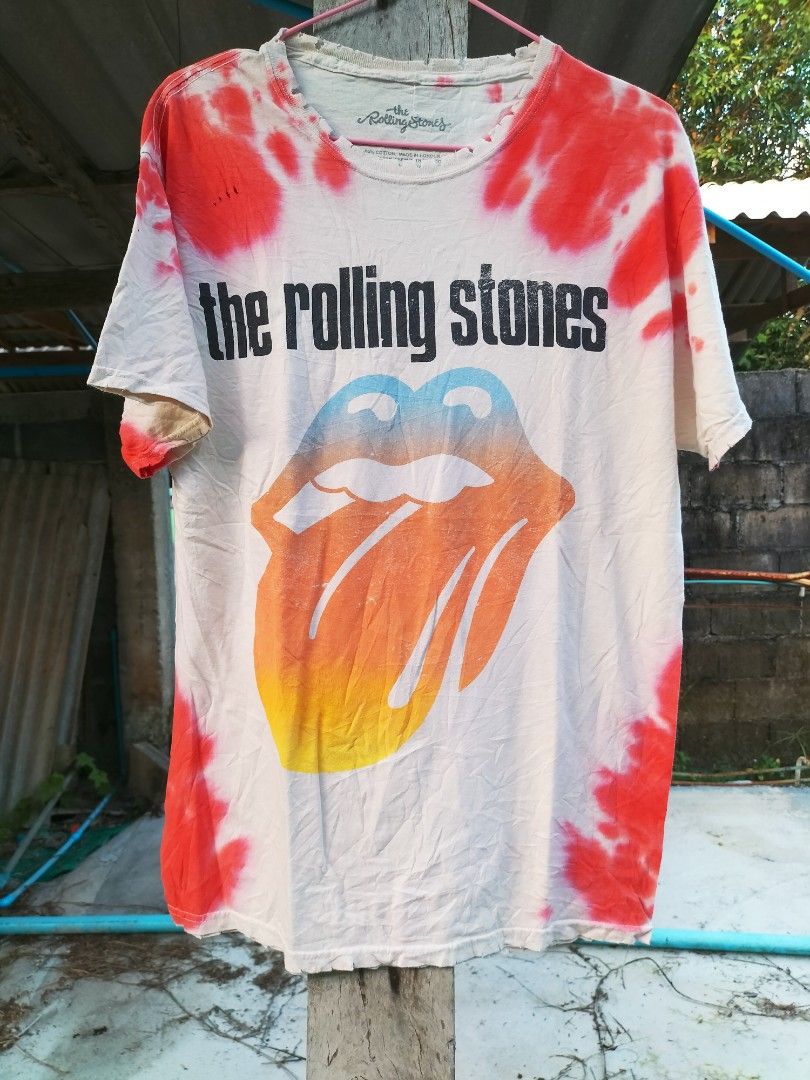Rolling Stones Tye Dye Distressed Fashion Men s Fashion Tops