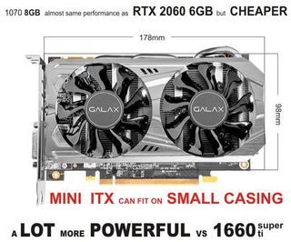 RTX 2060 6gb level performance but Cheaper. 1070 8gb faster vs 1660super 1660ti