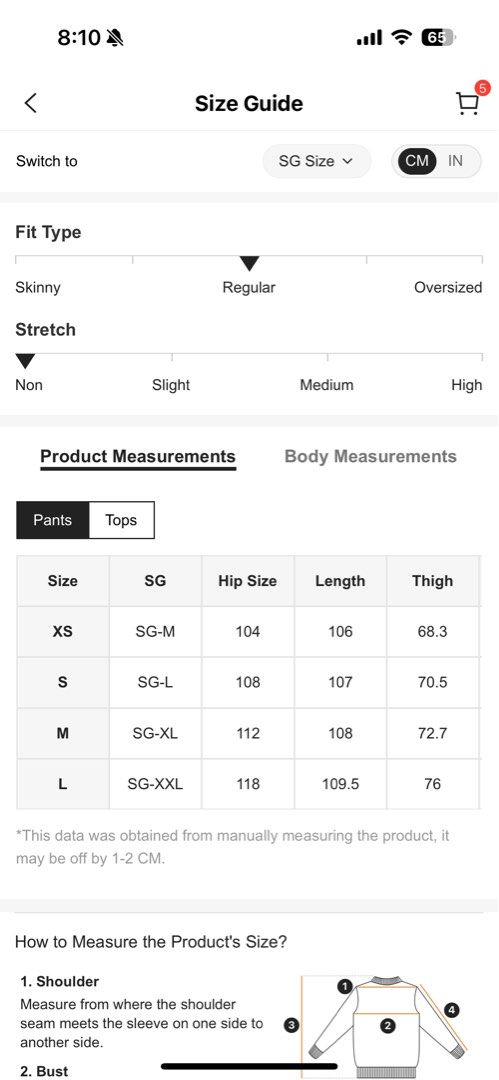 Size chart of shein new arrivals