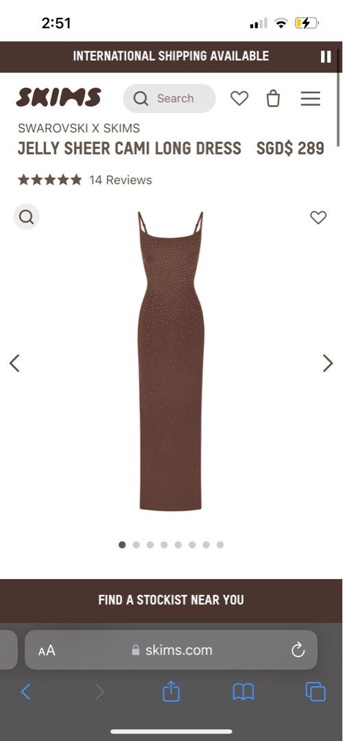 swarovski x skims jelly sheer cami long dress Skims Swarovski X Jelly Sheer Cami Long Dress - Onyx
