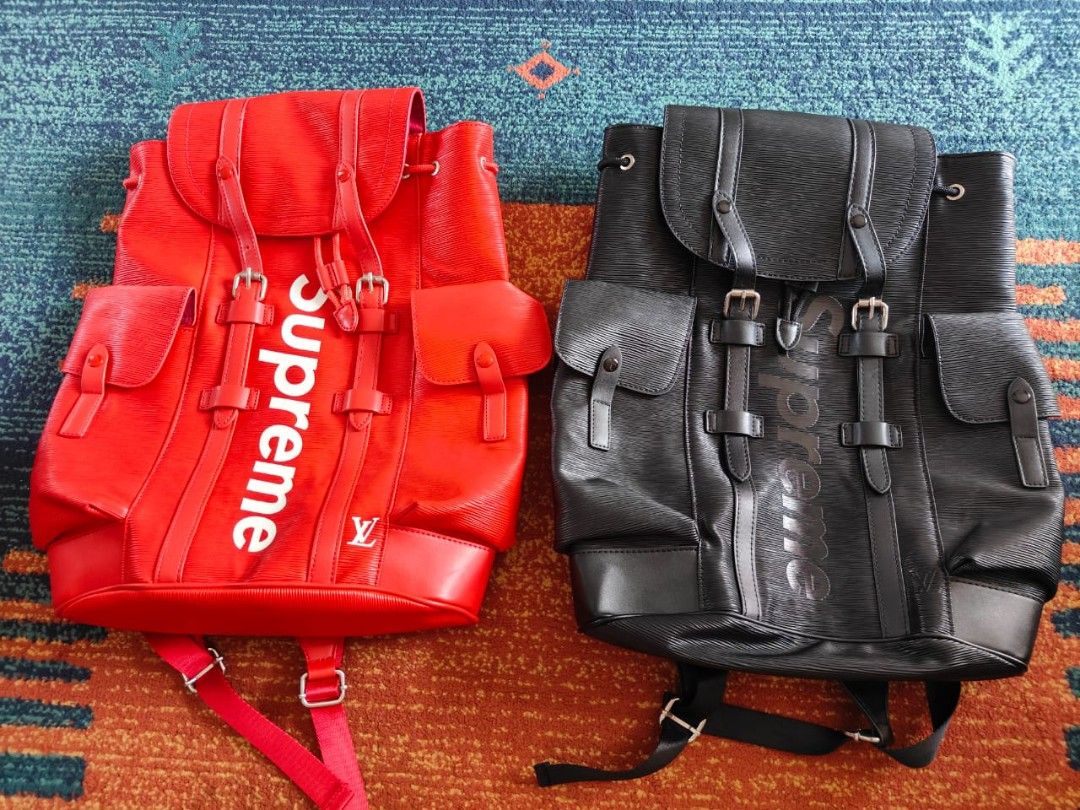 Supreme backpack red leather online