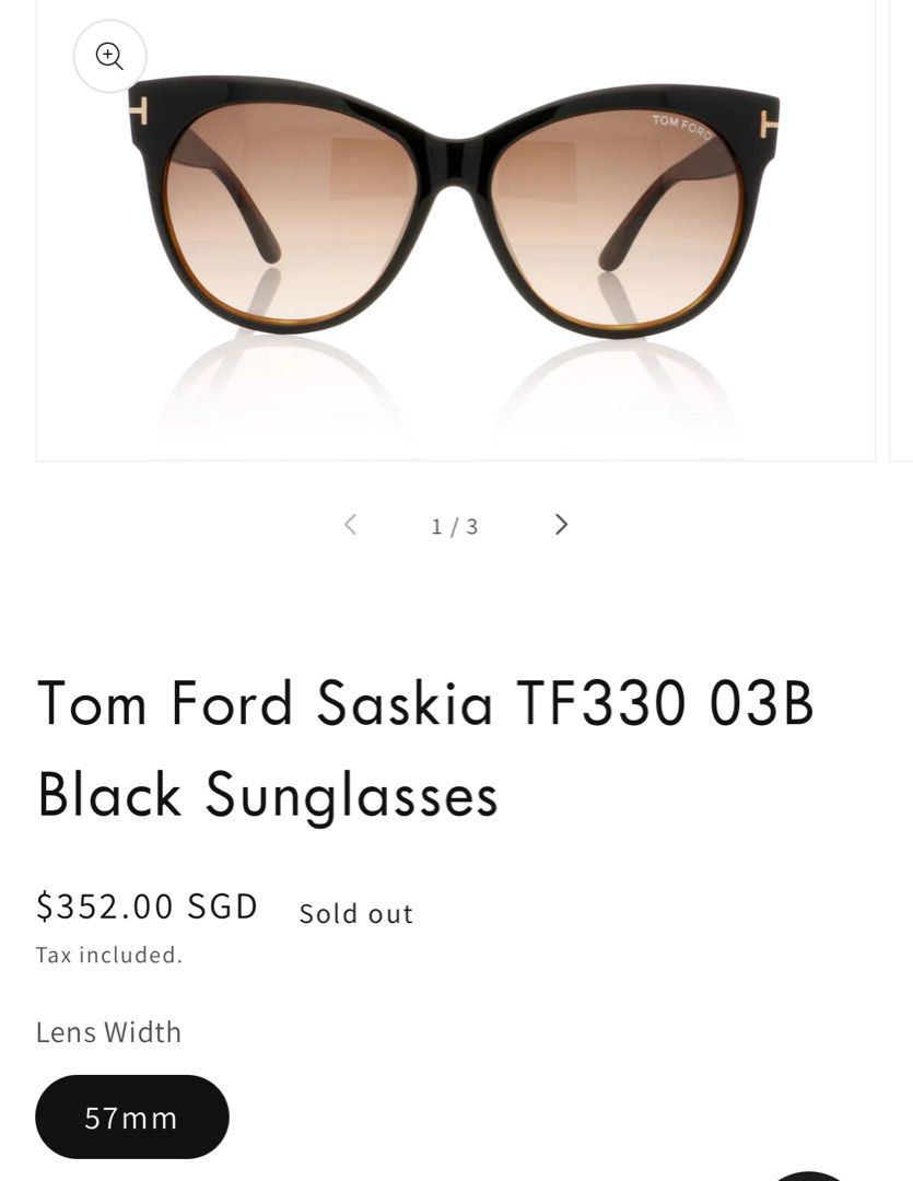 Tom Ford Saskia TF330 Black Crystal Gradient Smoke Cat Eye