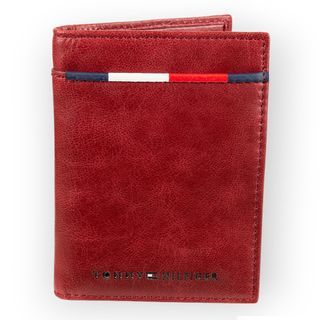 TOMMY HILFIGER Men's RFID Bifold Wallet with Magnetic Money Clip (Red)