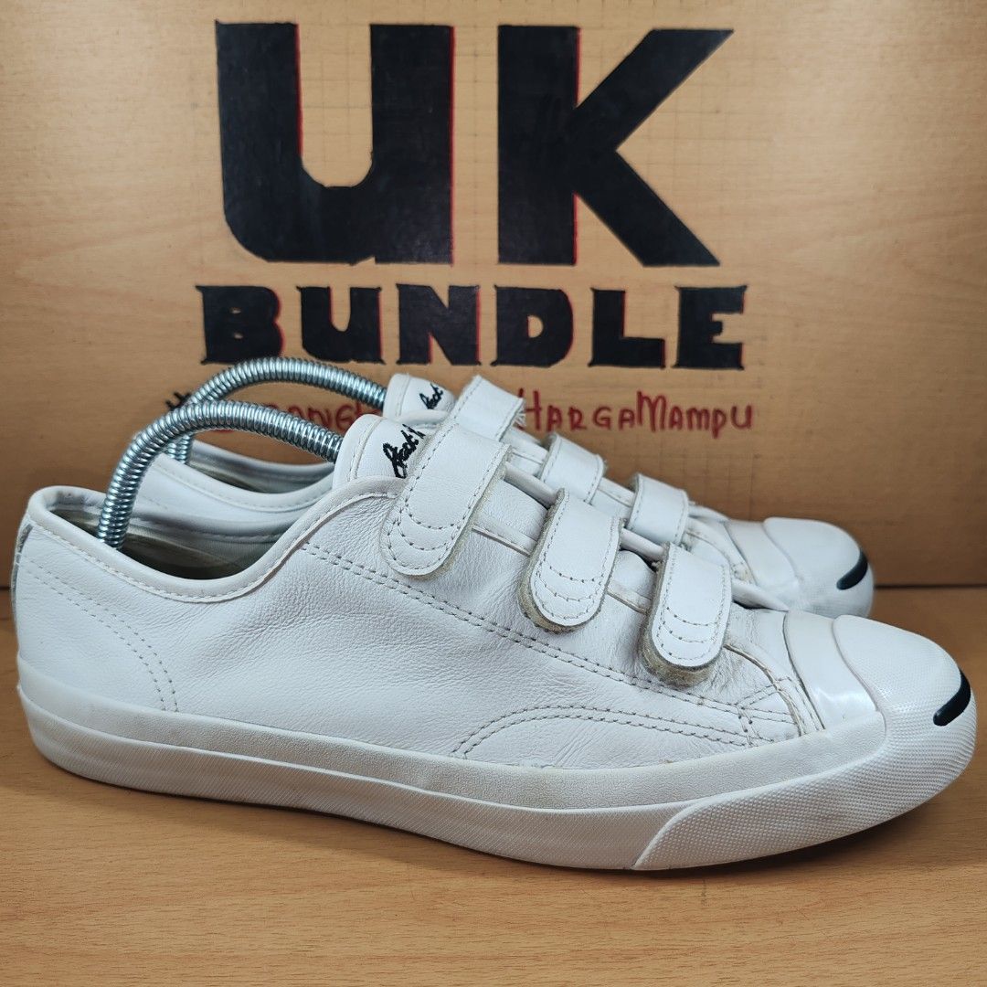 UKBundle UK8.5 26.5cm Converse Jack Purcell 3V Velcro Strap Leather White