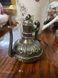 Vintage Teapot Indian Arabic Embossed 5 inches plus Teapot Shape Trivet Stand Style Infuser w/o chain