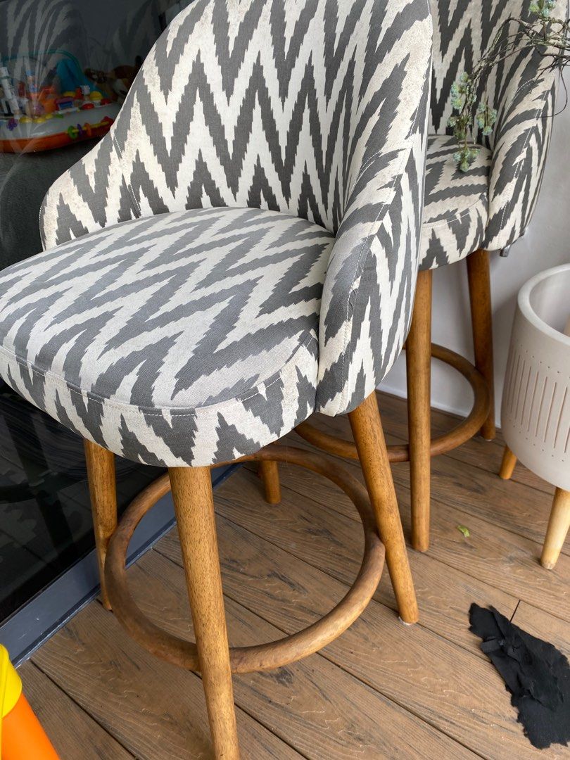 West Elm MidCentury Upholstered Swivel Counter Stool Wood Legs