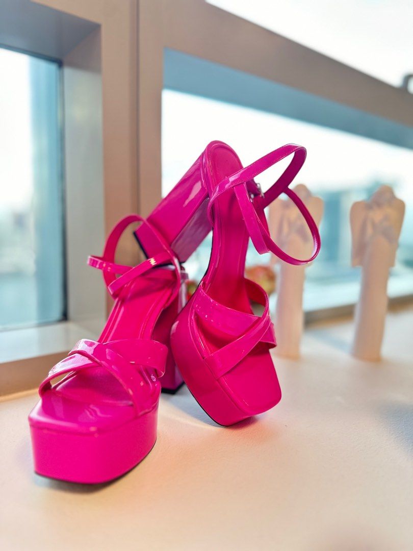 Zara glossy pink heels