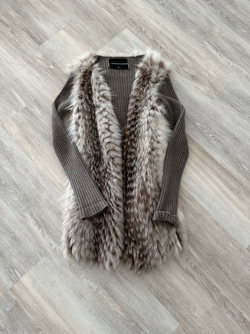 245 Saint Honore Long Fur Cardigan Size FR36, 女裝, 外套及戶外衣服