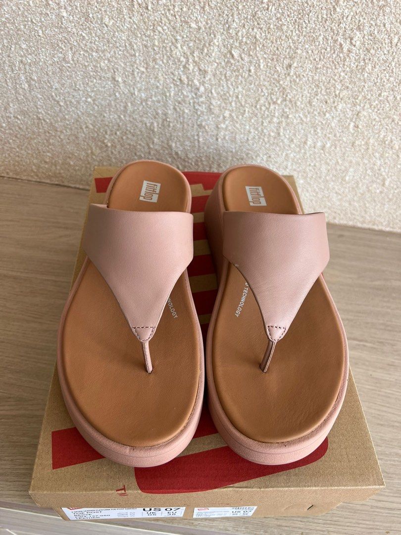 50 OFF FITFLOP F MODE LEATHER FLATFORM TOE POST SANDALS