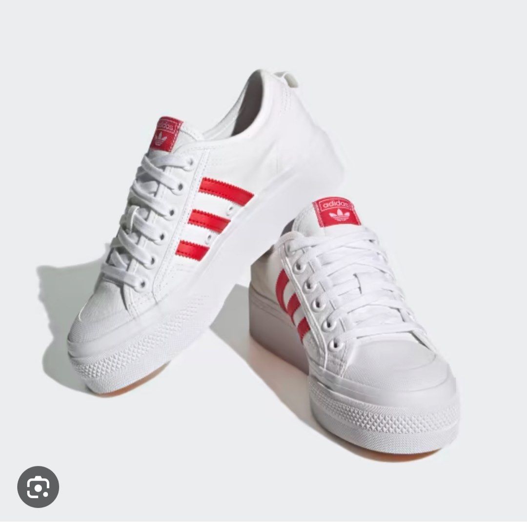 ADIDAS NIZZA PLATFORM SHOES RED WHITE UK3.5