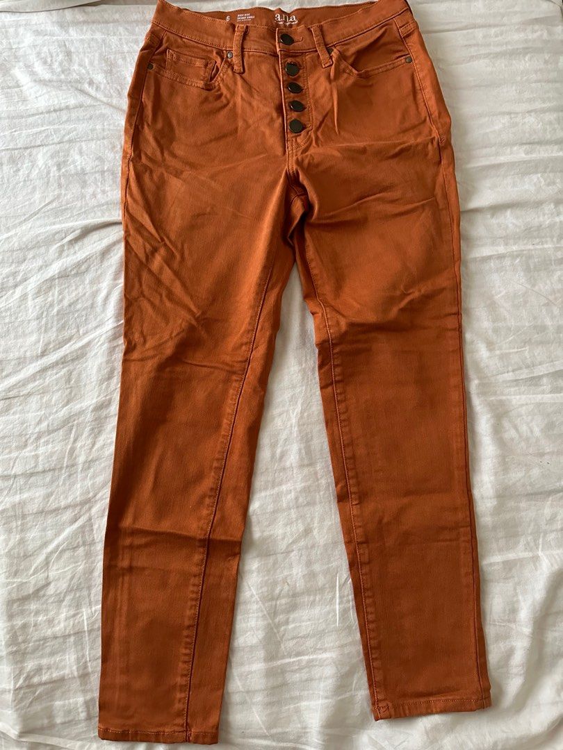 Ana High Rise Skinny Ankle Rust Orange Jeans, Women's Fashion, Bottoms ...