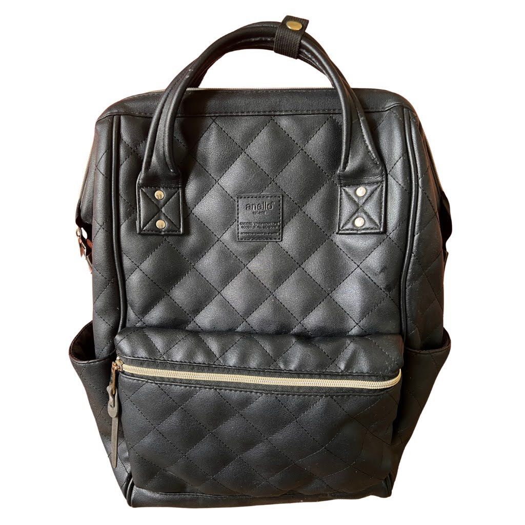 Anello Quilted Leather Backpack Black, Women's Fashion, Bags & Wallets