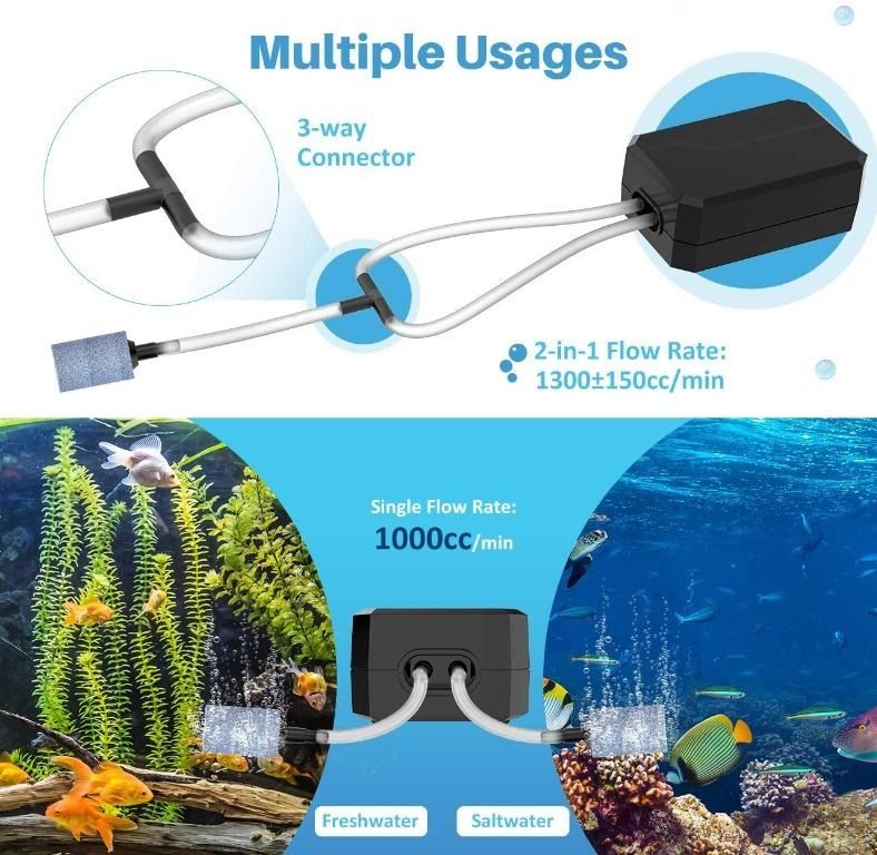 Picture of Aquarium Air Pump, Fish Tank Air Pump Oxygen Pump for Fresh & Saltwater ...