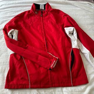Authentic Alesson Red and White Full Zip Track Windbreaker Jacket