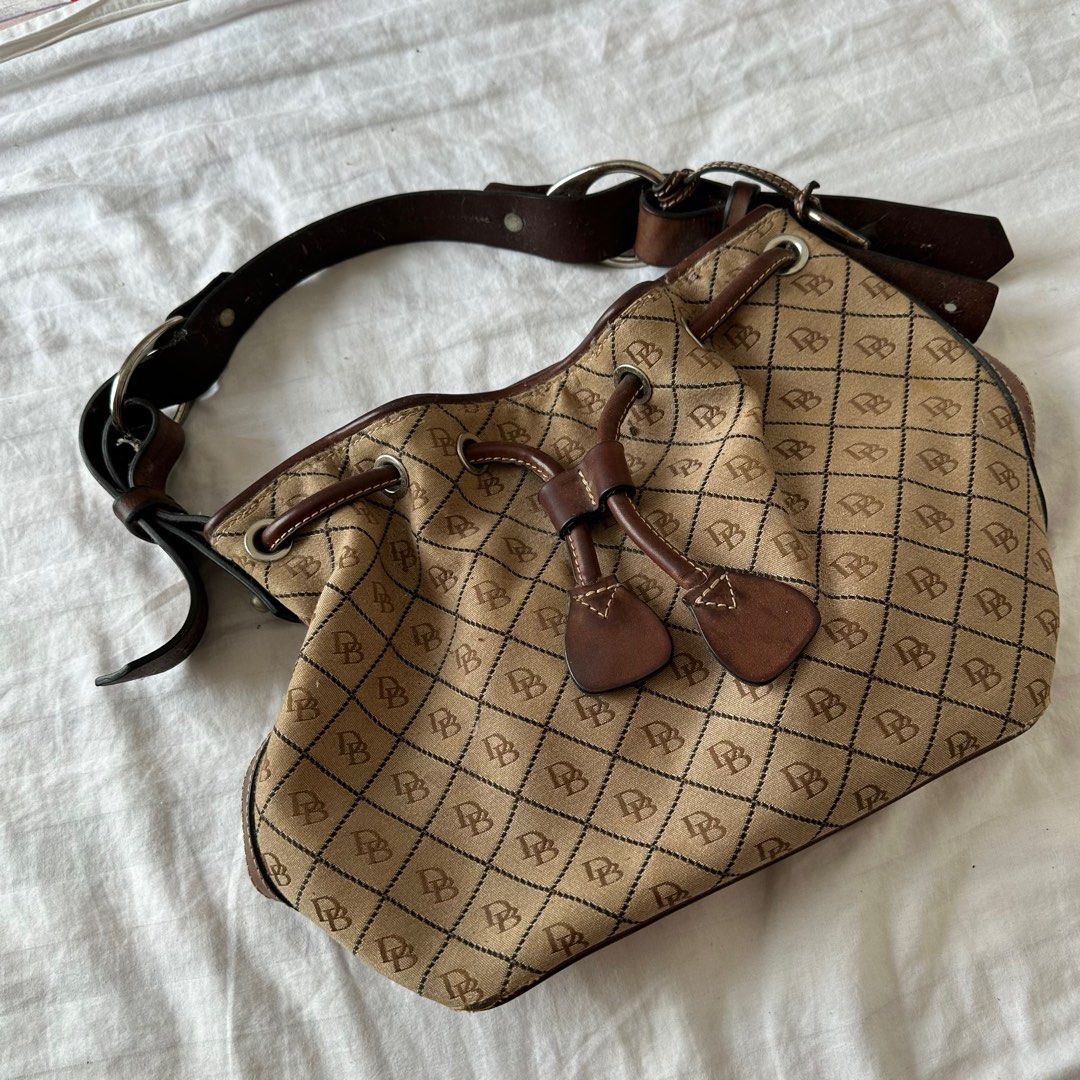 Authentic Vintage Dooney Bourke Canvas Drawstring Shoulder Bag