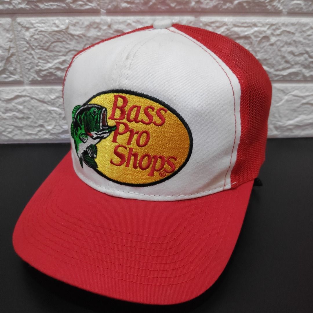 BASS PRO SHOPS Fishing Trucker Snapback Cap Red, Men's Fashion