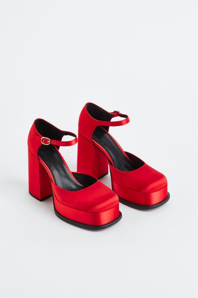 Red platform shop mary janes