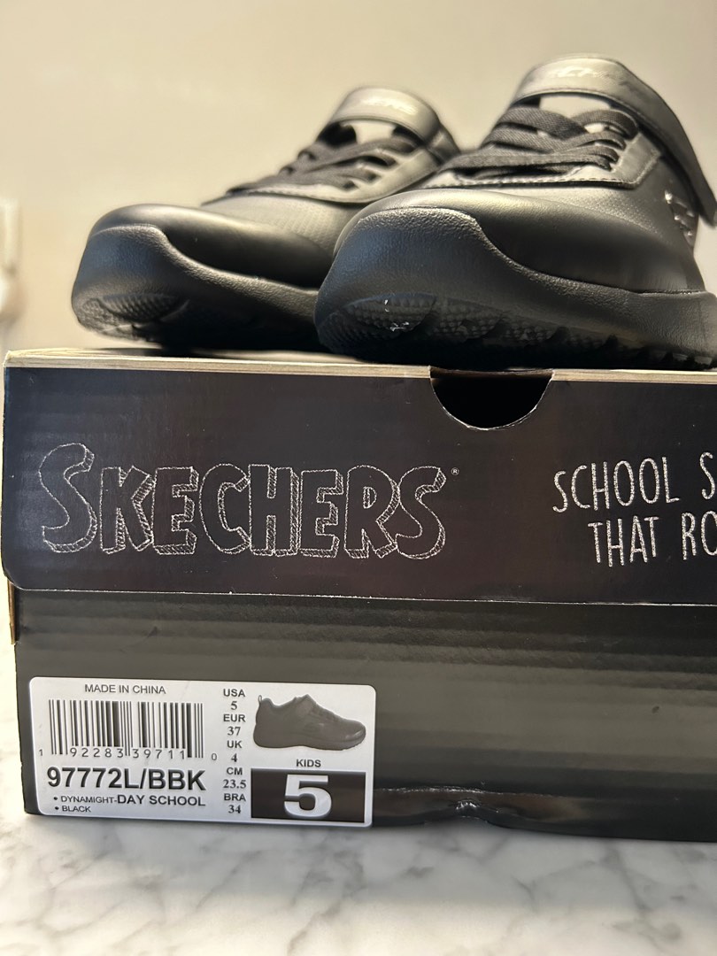 BN Skechers Black School Shoes Luxury Sneakers Footwear on