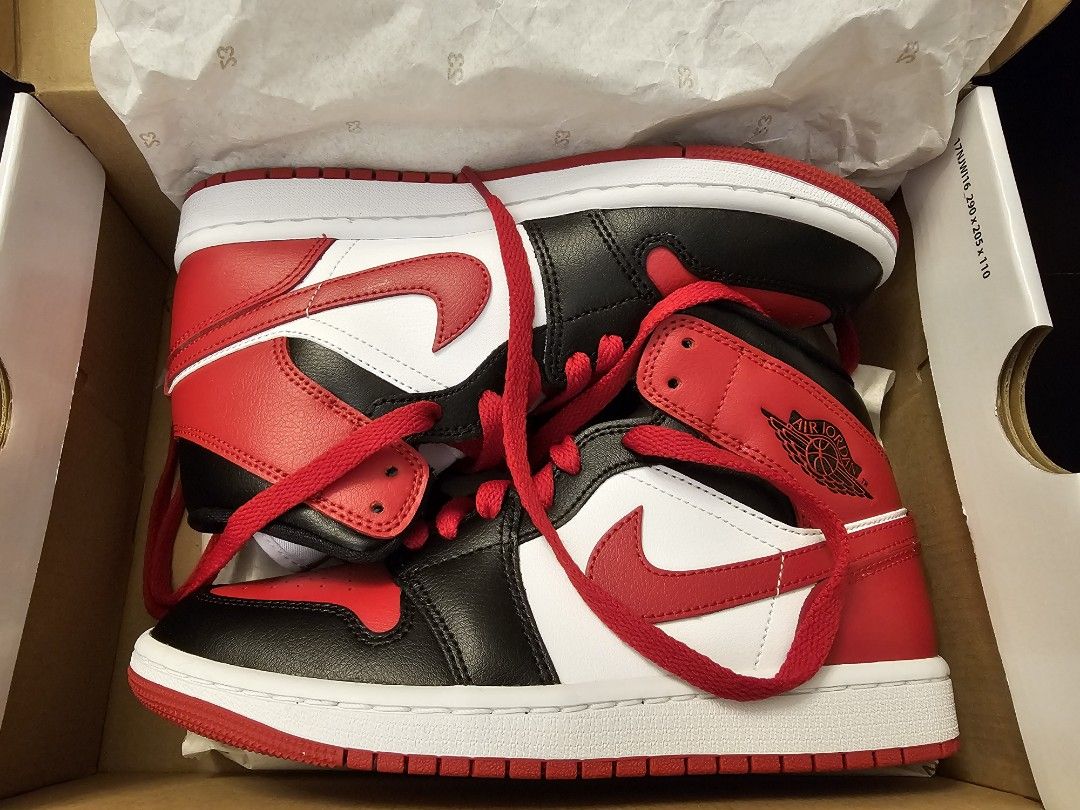 BNIB Air Jordan 1 Mid Black Gym Red White Women s Fashion