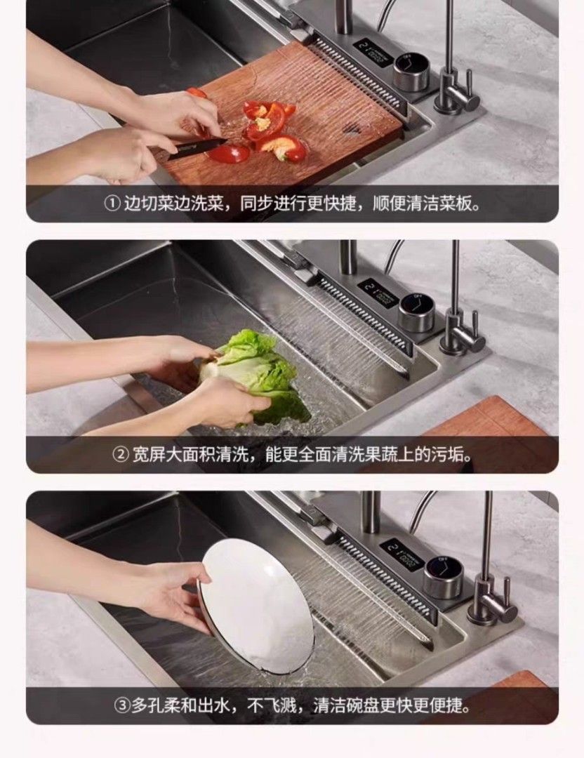 Plate Rinser Machine Brand NEW Kitchen sink with pull out tap knife holder water fountain ...