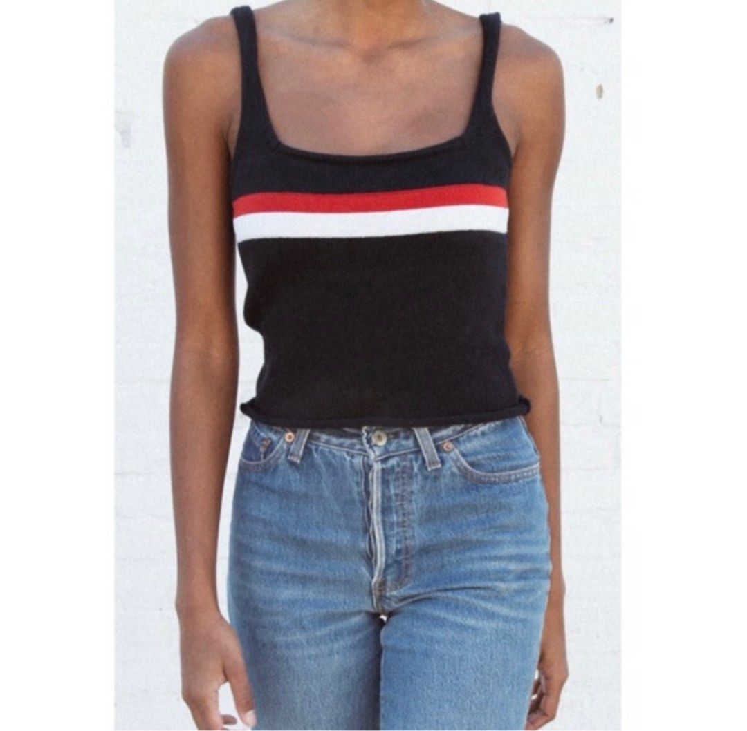 brandy melville navy cropped beyonca tank, Women's Fashion, Tops, Other  Tops on Carousell