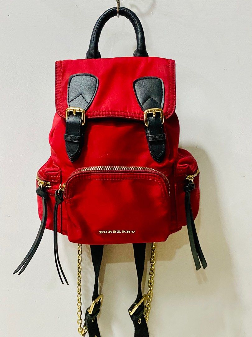 BURBERRY Nylon Small Rucksack Backpack Red