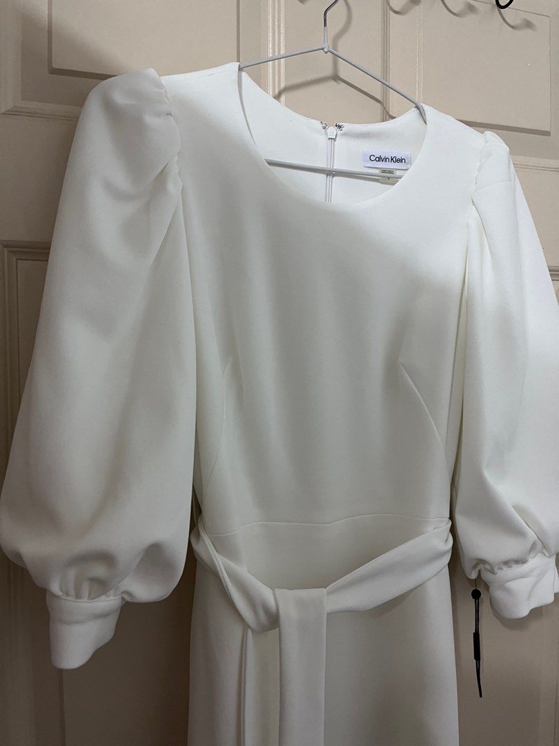 Calvin klein deals white formal dress