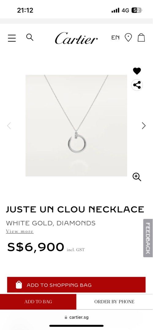 Cartier white hotsell gold necklace