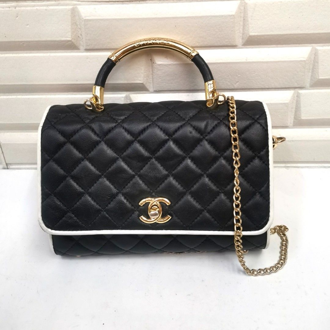 Large flap bag with top handle chanel sale