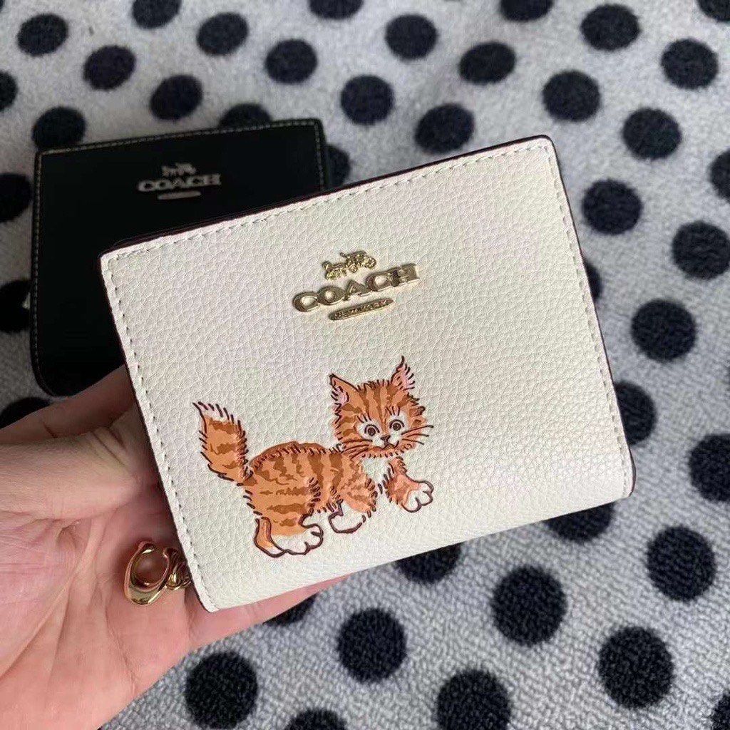 Coach Snap Wallet with Happy Dog Dancing Kitten CC920 CC472