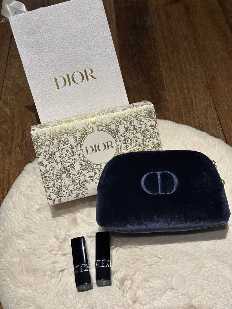Dior 2023 Xmas Set Lipstick &Pouch, Beauty & Personal Care, Face