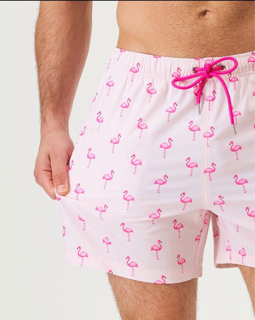 EUBI Signature Swim Shorts Flamingo Men s Fashion Bottoms