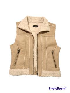 Faux Suede/Fur Trimmed Lamb Wool Tan Vest Japanese Brand rerek
