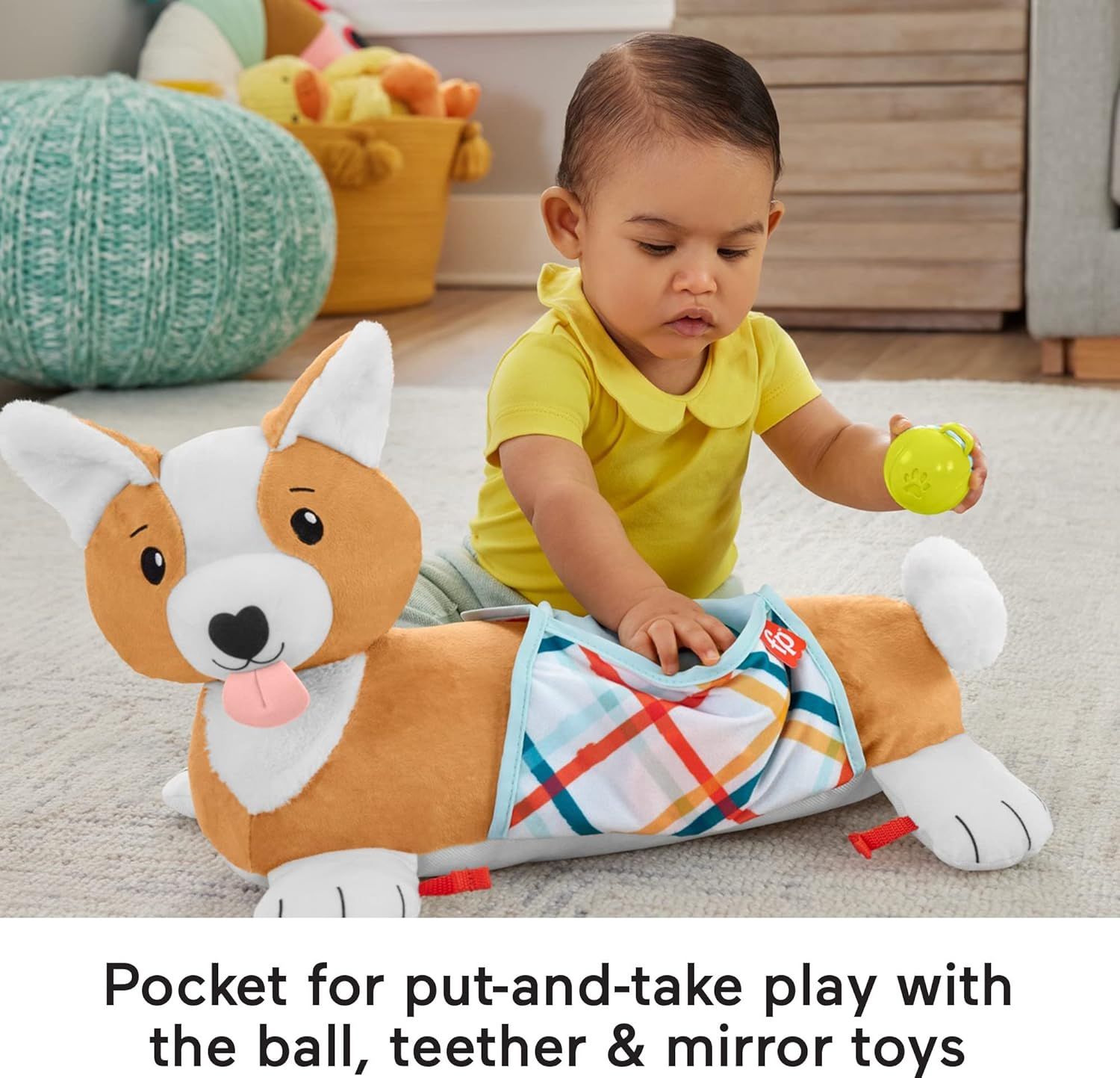 Fisher Price Baby Tummy Time Toys 3 in 1 Plush Puppy Wedge with