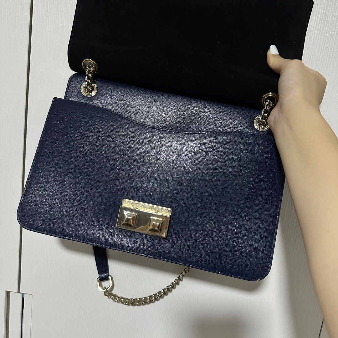 Furla Bella Saffiano Medium in Navy Blue