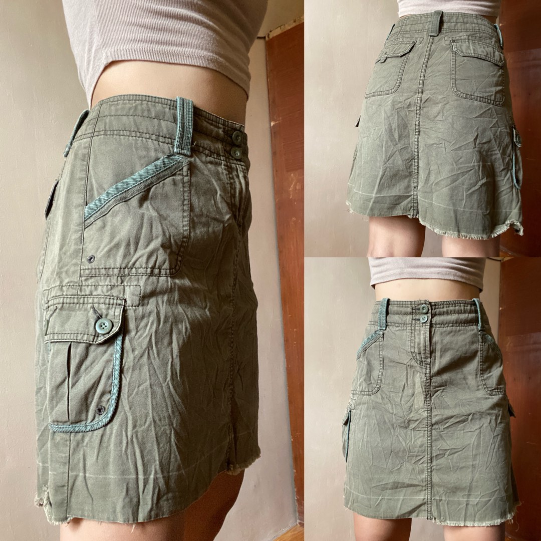 Military Green Cargo Skirt