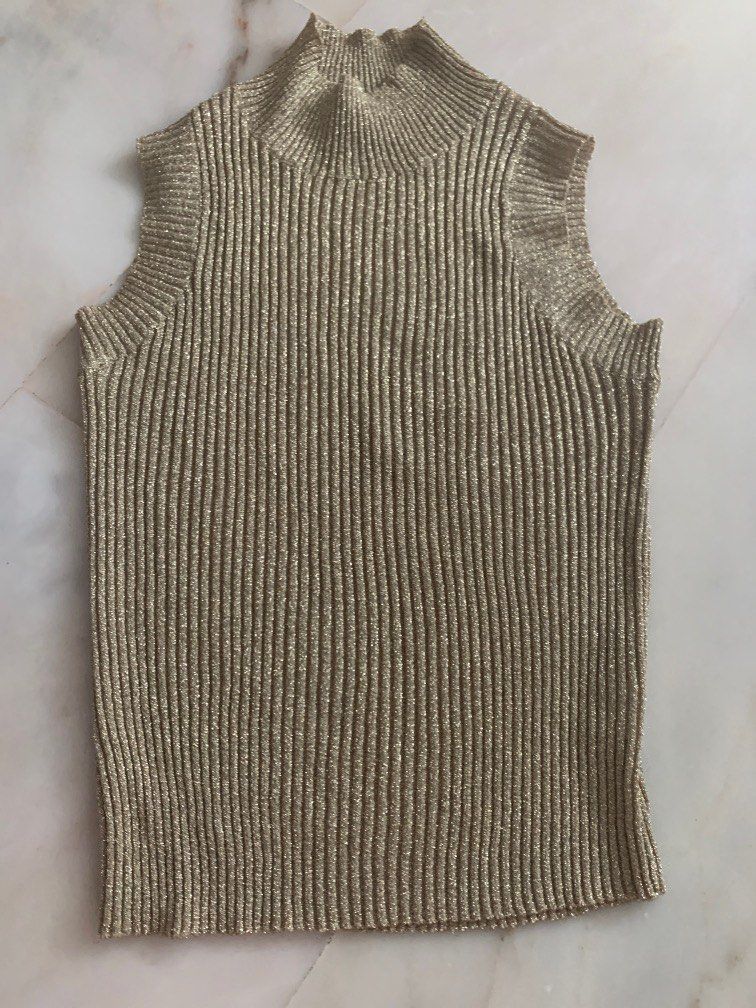 Gold high sale neck top