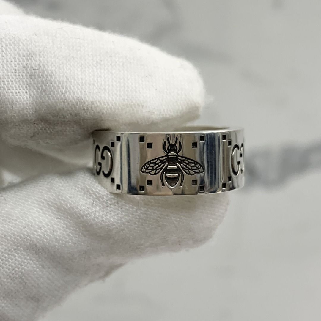 GUCCI GG SV925 BEE ENGRAVED WIDE #22 13.23G RING 237041597 GI, Women's  Fashion, Jewelry u0026 Organisers, Rings on Carousell