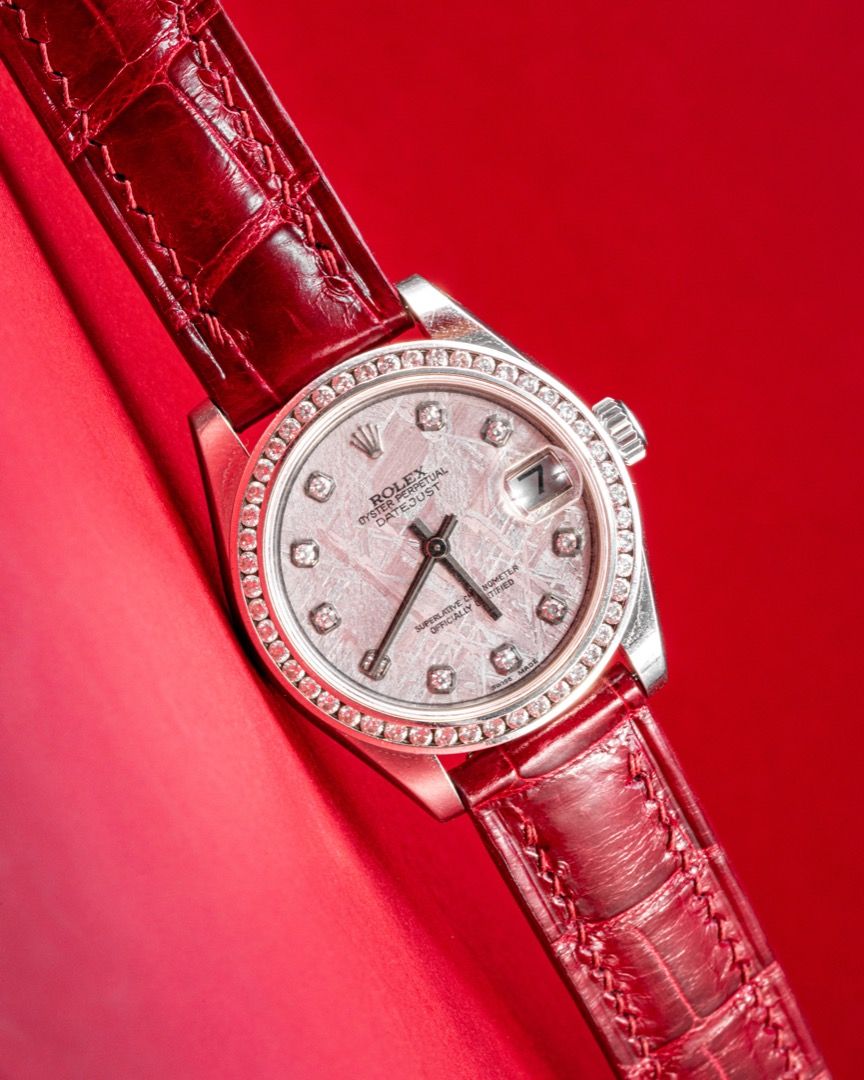 Handmade Hand stitched Watch Strap in Maroon Crocodile Leather For