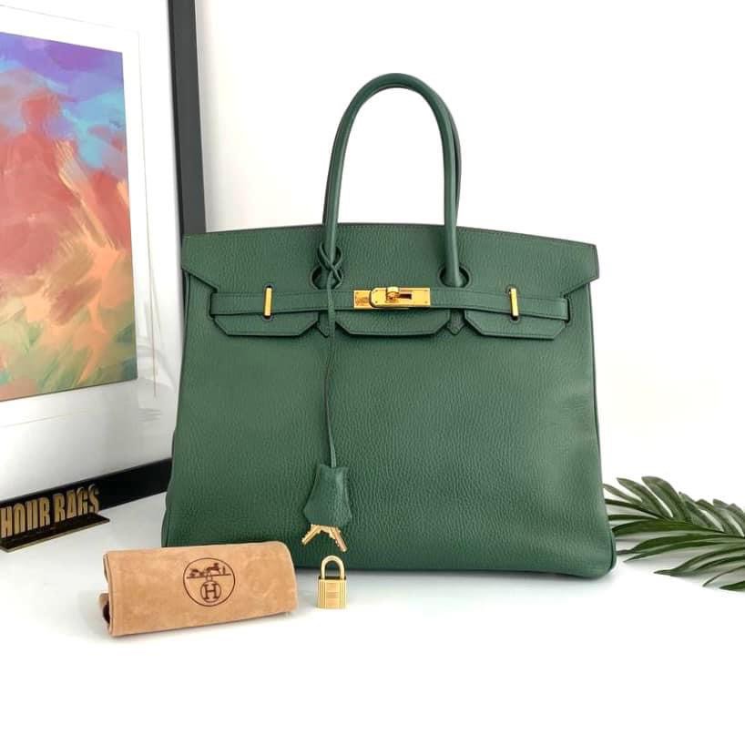 Hermes Birkin Vert Bengale Color 35cm in Ardennes leather Gold
