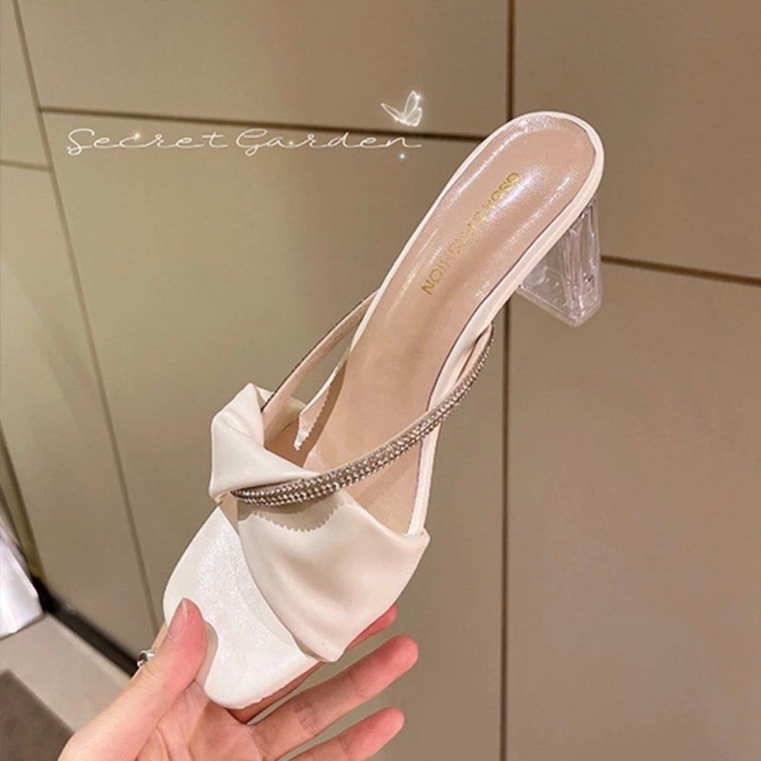 HIGH HEELS BEIGE 7 CM HEELS TUMIT TRANSPARENT KASUT KAHWIN Women s Fashion Footwear Heels on Carousell