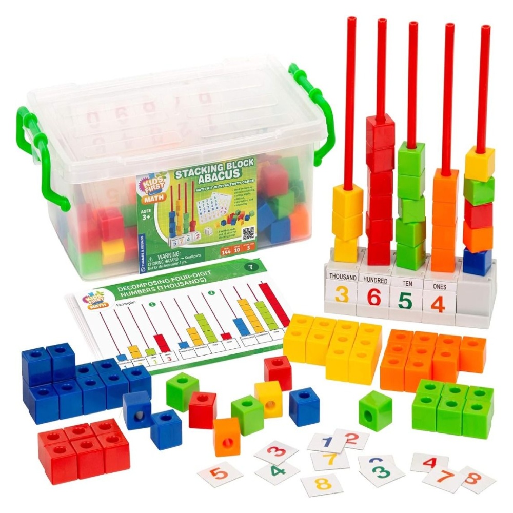 Kids First Math Stacking Block Abacus Math Kit w/Activity Cards