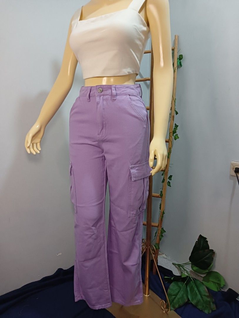 Lilac Purple Pants 6 Pocket Cargo Pants Casual Jeans, Women's Fashion,  Bottoms, Other Bottoms on Carousell